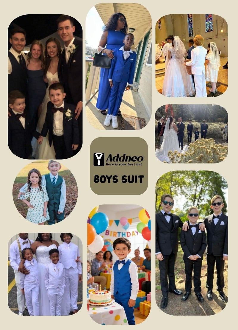 Addneo Big Boys Suits,Boys Dress Pant Vest White Shirt and Bowtie Navy Blue Size 14 - Image 5